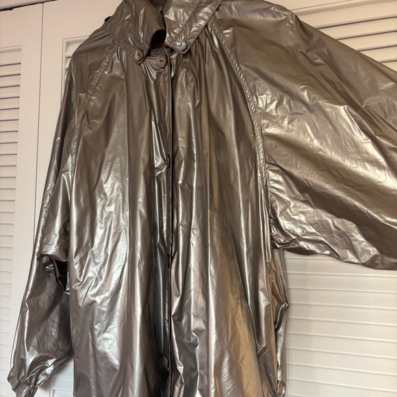RARE MNZ Maryam Nassir Zadeh Felix Silver Shiny Jacket w Hidden Hood Medium 6 - Picture 5 of 12